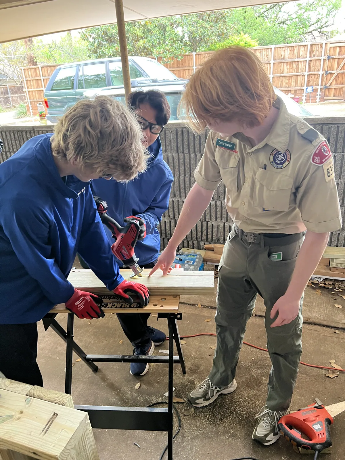 Volunteers assembling frames