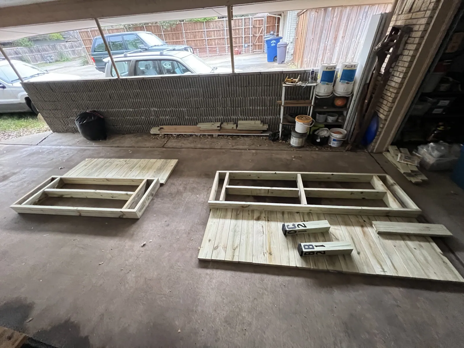 Platform frames laid out