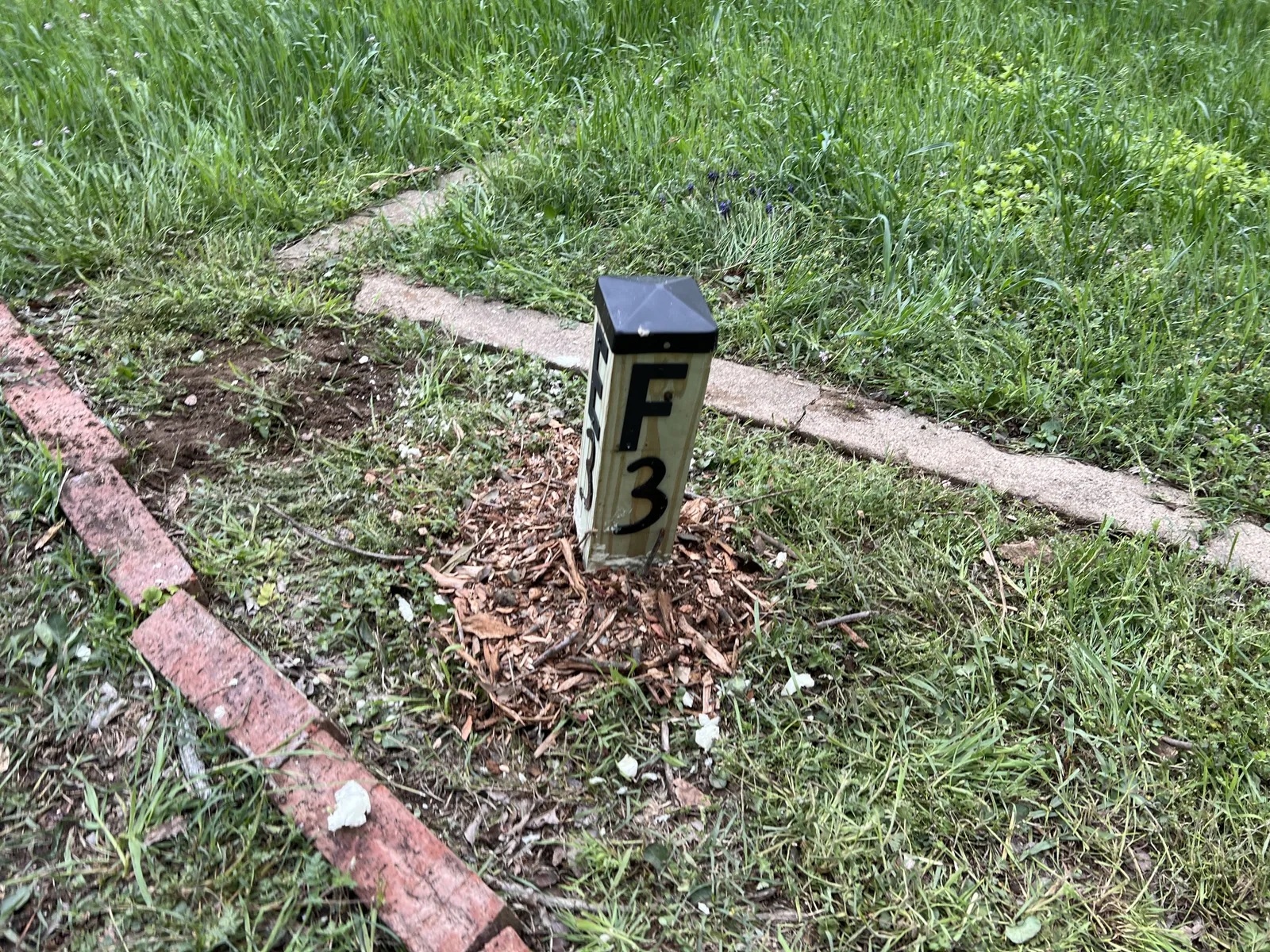 Marker post F3 installed