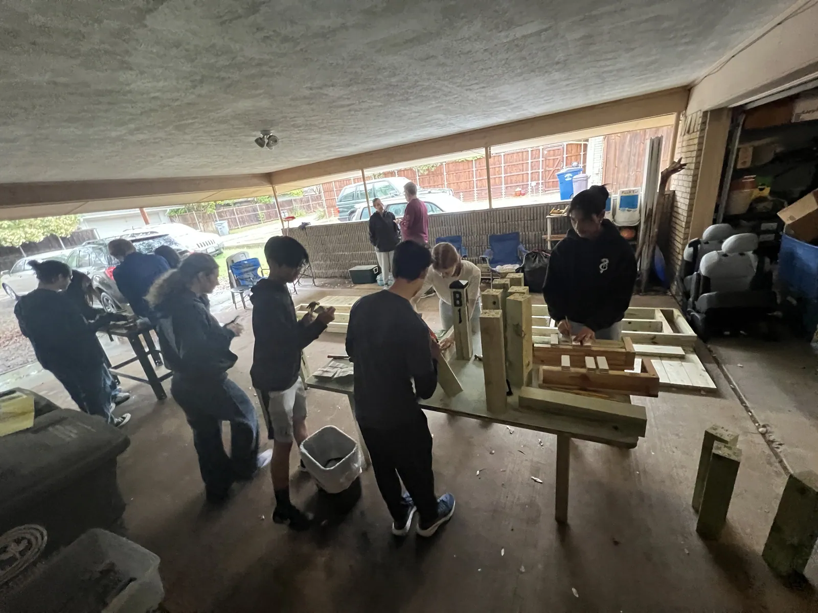 Volunteers at a workshop build day