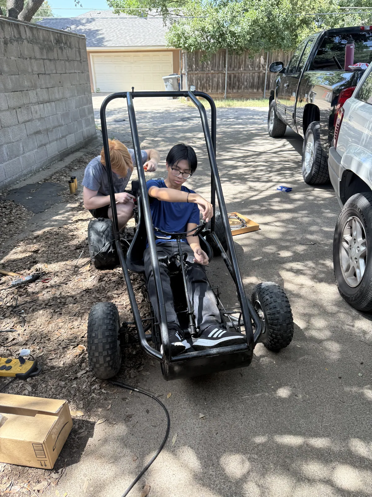 Working on the go-kart